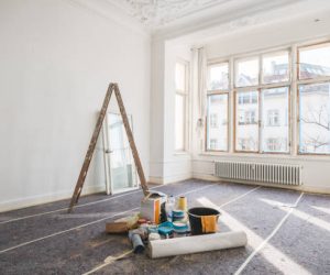 renovation concept - room in old building during restoration -